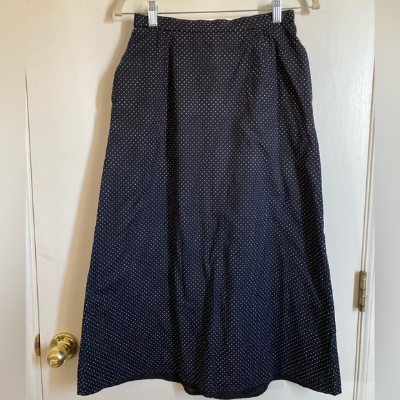 🌸EUC Pendleton Black with White Polka Dot’s Midi Skirt Slightly Flared Hem A232 - Picture 1 of 6